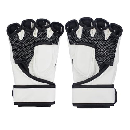 SOTF Punching Gloves for Adults MMA Training Gloves Men Fight Boxing Gloves Open Fingers Women - color: white and black