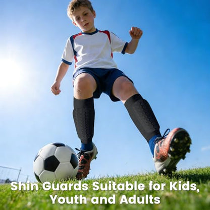 Soccer Shin Guards Ski Guards Gel Pads Shin Defender Shin Guards for Kids Youth Adult, Calf Compression Sleeve with Honeycomb Pads for Football & Skiing - size: Large