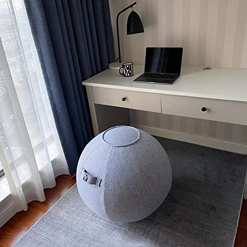 Sitting Ball Chair for Office and Home, Pilates Exercise Yoga Ball with Cover for Balance, Stability and Fitness, Ergonomic Posture Exercise Ball Seat with Handle and Pump - color: Snow