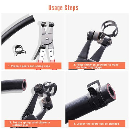 24Pcs 0.91" (23mm) Spring Band Hose Clamps, Black | Constant Tension, Fuel Line Compatible, Silicone Vacuum Hose Steel Clamp, Low Pressure Air Clip, For Automobiles