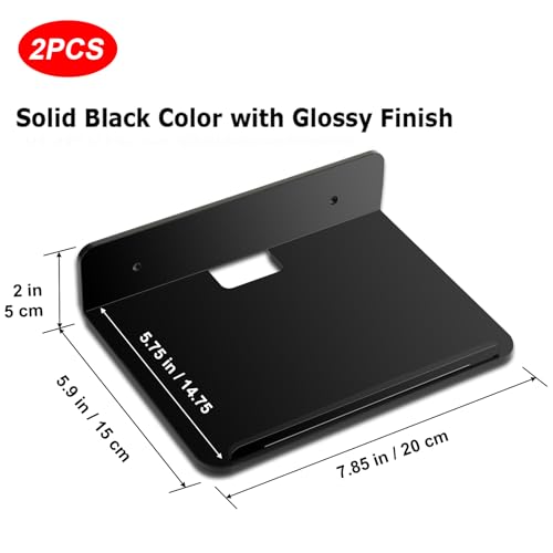 Cosmos Set of 2 Acrylic Floating Wall Shelves Hanging Shelves, Adhesive Wall Display Shelf Stand for Plant Pot, Speaker, Security Camera, Figures in Office and Home, 7.8 x 5.8 Inch (Solid Black) - color: Solid Black
