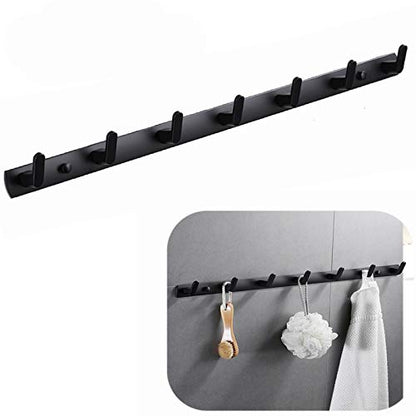 Wall Mounted Coat Rack, 7 Hooks, 25.7"x1.3", Modern, Black - size: 7 Hooks