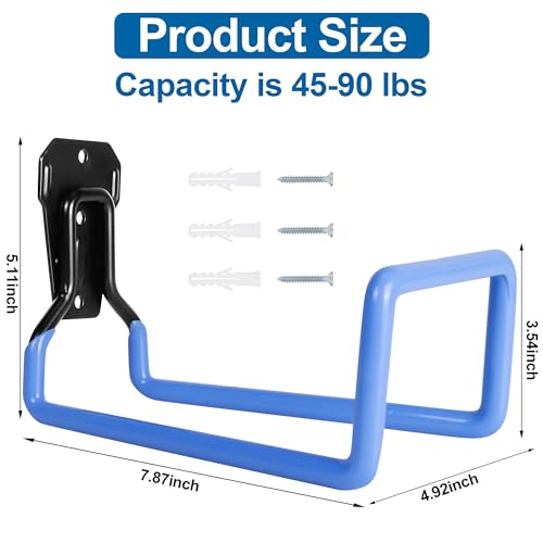 2PCS Hose Hanger Wall Mount - Metal Garden Hose Storage Water Hose Holders for Outside Heavy Duty Hose Reel for Water Hose - color: 2pc Blue