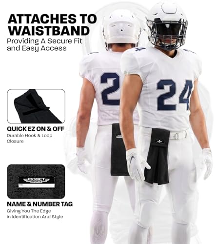 Black Football Towel with Hook & Loop Fastener (Black) | Quarterback QB Sports Towel Football to Clean Hands, Visor and Gloves - Highly Absorbent, Quick Dry - color: Black