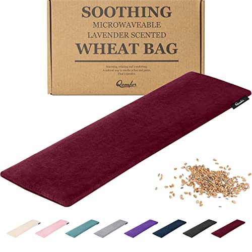 Qomfor - Microwavable Heating Pad - Burgundy - Lavender Scented Heat Pack - Therapeutic Heat Wrap for Neck, Shoulders & Period Cramps Pain Relief - Reusable Hot/Cold Therapy Bag - color: Bourgondy