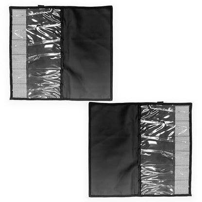 Sanhu 34" x 12" Lure Storage Bag, 2 Pcs Black 7-Pocket Foldable, for Saltwater & Freshwater Tackle Organization, Includes Compact Roll-Up Design, Ideal for Offshore Fishing & Traveling Anglers