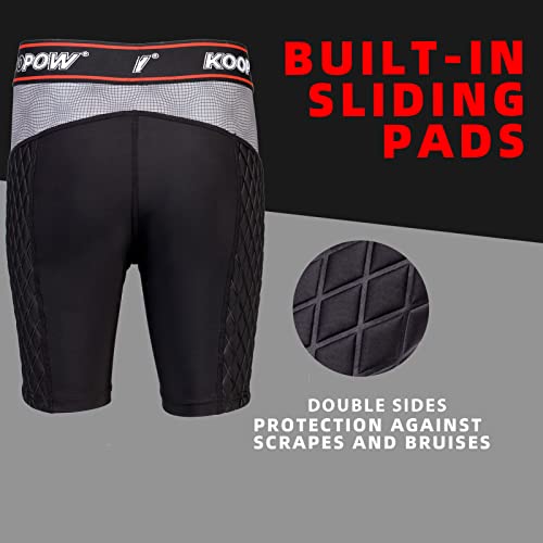 KOOPOW Men Adult Compression Padded Sliding Shorts Pants Baseball Slider - color: Black, size: Small
