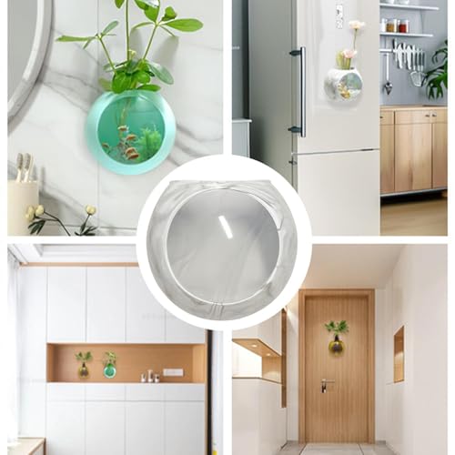 Wall Flower Vase, Strong Adhesive Silicone Vase Wall Plant Pot, Fish Tank Mount, Clear Terrarium Air Plant Holder Propagation Station for Hydroponics Plants - color: Ice Grey