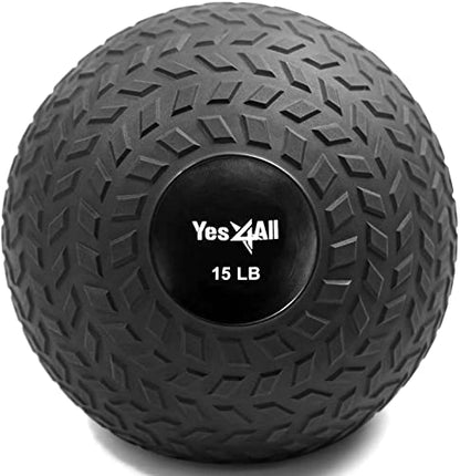 Yes4All Sand-Filled Slam Ball for Strength Training - color: Black, size: 15lbs