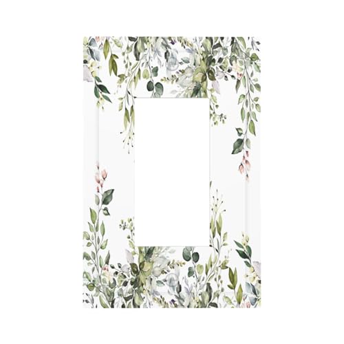 Decorative Outlet Covers with Green Eucalyptus Leaves Olive Leaf Design 1 Gang Rocker Light Switch Covers Single Decora GFCI Device Wall Plate Faceplate for Bedroom Home Decor - color: Green Eucalyptus Leaves, size: 1-Gang Rocker/5 x 3 IN