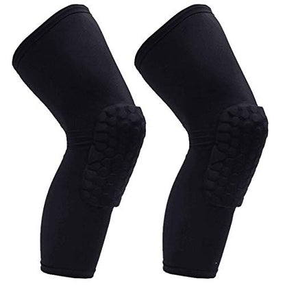 PISIQI Knee Pads Compression Pads Long Leg Sleeve Collision Avoidance Brace - color: Black, size: XX-Large