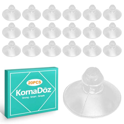 20 Pack 18mm/0.7" Transparent Glass Table Suction Cups - Anti-Slip Pads with Holes for Windows/Furniture/Crafts - Clear Non-Slip Grip & Bumpers