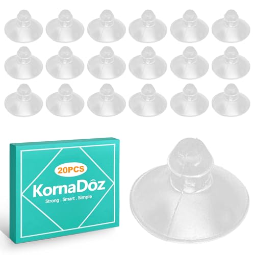 20 Pack 18mm/0.7" Transparent Glass Table Suction Cups - Anti-Slip Pads with Holes for Windows/Furniture/Crafts - Clear Non-Slip Grip & Bumpers