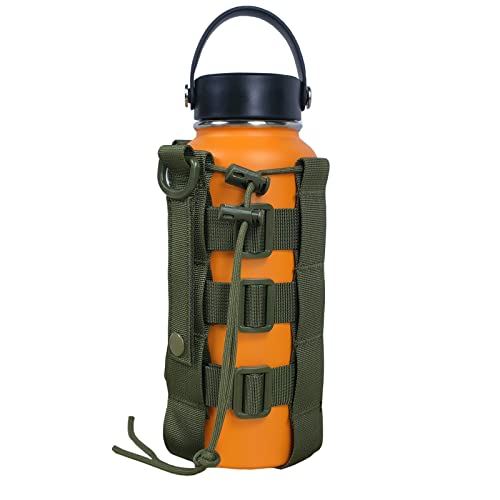 Molle Water Bottle Holder Tactical Pouches Adjustable 16-76 oz Enhanced Dual Pockets Multi Use for Outdoor Sports Fit for Backpack/Vest/Belt/Shoulder Strap (Black, Brown, Green) - color: Green, style: 03-Classic