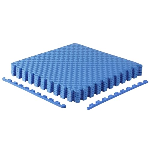 CAP Puzzle Exercise Mats | 1/2” Thick EVA Interlocking Foam Tiles for Home Gym Flooring | Multiple Options - color: Tatami - Blue, style: 6 Tiles (24 SQ FT)
