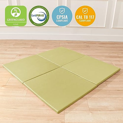 ECR4Kids SoftZone Play Patch Activity Mat Squares, Modular Playmat, Fern Green, 4-Pack - color: Fern Green