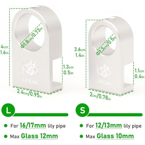 LINLAN 304 Stainless Steel Lily Pipe Inflow and Outflow with Mini Aluminum Alloy Pipe Holder, 360° Rotatable Outflow, Fits 5/8 Inch ID Filter Hose, for Rimless Aquariums (5/8")