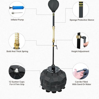 INNOLIFE Boxing Fast Respond Speed Bar Heavy Duty Punching Equipment | Adjustable Height from 57"~74.8" Boxing Skills Training Free Standing