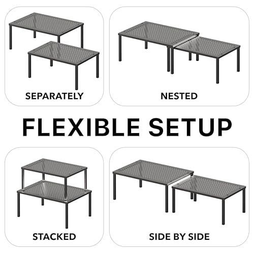 Simple Houseware Expandable Stackable Cabinet and Counter Shelf Organizer with Steel Surface, 9" D x 12.75" W x 5.9" H, Bronze - color: Bronze