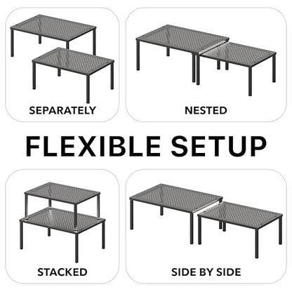 Simple Houseware Expandable Stackable Cabinet and Counter Shelf Organizer with Steel Surface, 9" D x 12.75" W x 5.9" H, Bronze - color: Bronze