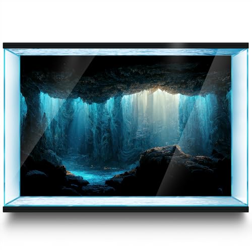 Aquarium Background Stickers - Cave Underwater Rock- Fish Tank Reptile Terrarium Decor Poster (60 x 40 cm / (23.6 x 15.7 inches)) - size: 60 x 40 cm / (23.6 x 15.7 inches)
