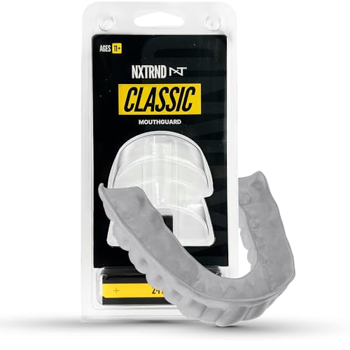 2 Pack Nxtrnd Classic Mouthguard, Custom Fit Sports Mouthpiece for Football, Boxing, MMA, Basketball, Hockey, Lacrosse, Youth & Adult (Silver) - color: Silver