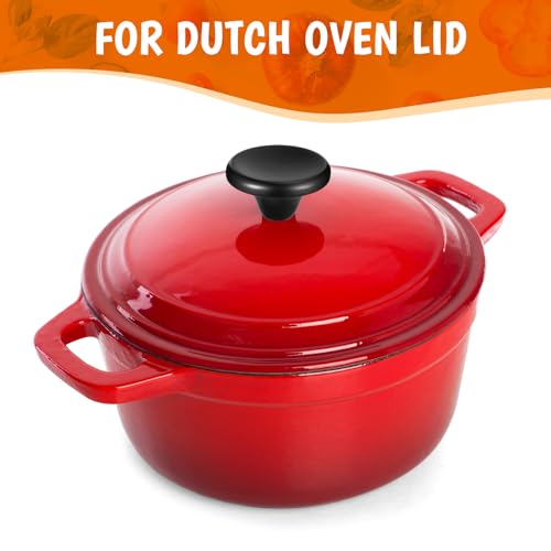Hotop 4 Sets Dutch Oven Knob Stainless Steel Replacement Knob Pot Lid Handle Compatible with Le Creuset, Aldi, Lodge and Other Enameled Cast-Iron Dutch Oven (Black) - color: Black