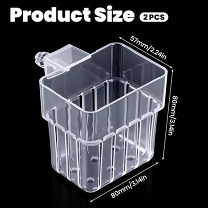 2 PCS Aquarium Plant Holder, Clear Top Hanging Fish Tank Plant Holders, Aquarium Planter Cups with Hook and Screws for Fish Tank Aquaponic Plant Cultivation and Aquascape Decorations