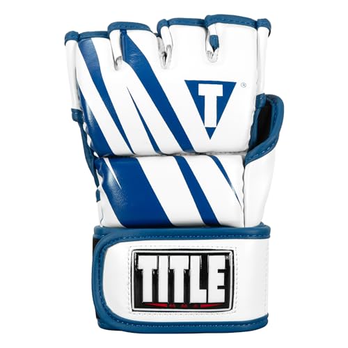 Title MMA Contender Training Gloves - color: Blue/White, size: Standard