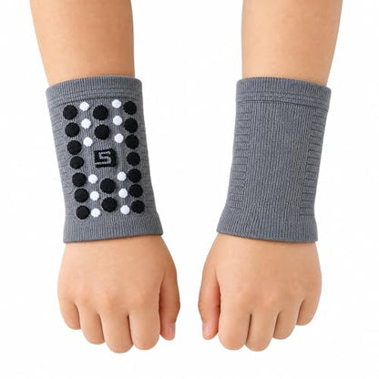 NMK Unisex Kids Soft Wrist Sleeves for Basketball Soccer Breathable 1Pair - color: Grey, size: Large