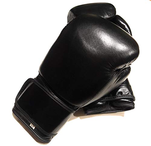 Top Grade Leather Boxing Gloves for Men and Women - Muay Thai Training Kickboxing Fighting Multi Layer Foam Sparring Gloves - Safety Strap Boxing Gloves with Black Palm 20oz, 22oz, 24oz - size: 24oz