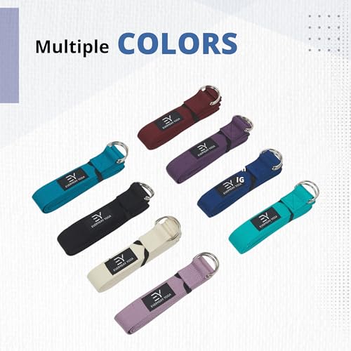 Everyday Yoga Strap with Metal D-Ring Athletic Stretching, 6ft/8ft/10ft | Durable Stretching Strap, Flexibility Training, Exercise & Fitness For Yoga, Pilates, Physical Therapy, Gym, Unisex-Adult - color: True Navy, size: 6 Foot
