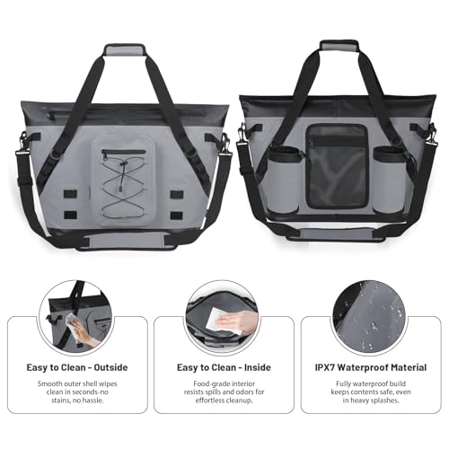 Insulated Fish Cooler Kill Bag with Flat Bottom-26x18 31x14 40x16 50x18 60x20 70x25 Inches Waterproof Fishing tackle Kill Cooler Bag - color: Dark Grey-26x18x9