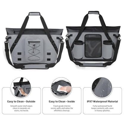 Insulated Fish Cooler Kill Bag with Flat Bottom-26x18 31x14 40x16 50x18 60x20 70x25 Inches Waterproof Fishing tackle Kill Cooler Bag - color: Dark Grey-26x18x9