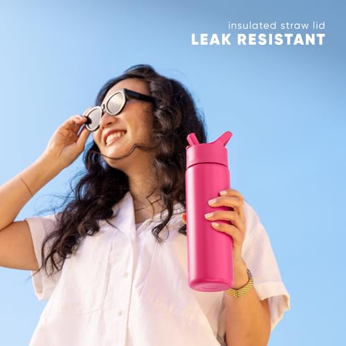 Simple Modern Insulated Water Bottle with Straw | 18oz | Checkered - color: Pattern: Cream Checkmate, style: 18oz