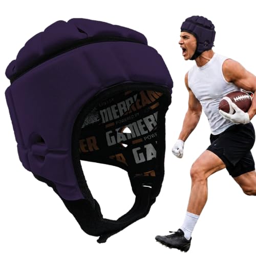 GameBreaker PRO Soft Headgear, D3O Protection for Football, Rugby, MMA, Lacrosse, Black, Medium, 7v7, Flag Football, Water Polo, Surfing - Adult and Youth - color: Purple, size: X-Large