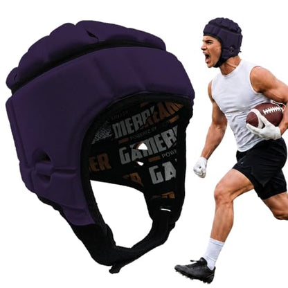 GameBreaker PRO Soft Headgear, D3O Protection for Football, Rugby, MMA, Lacrosse, Black, Medium, 7v7, Flag Football, Water Polo, Surfing - Adult and Youth - color: Purple, size: X-Large