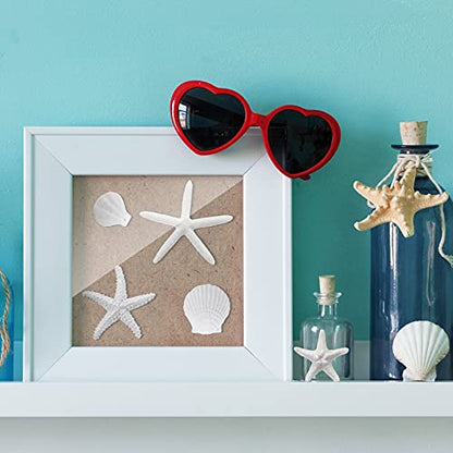 Sumind 8 Pcs White Starfish and Scallop Shells Decor White Aquarium 1-4 Inch Mixed Fish Tank Decor Resin Natural Beach Sea Shells Decorations for DIY Crafts Wedding Party Beach Home