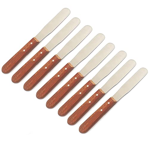 Set of 8 Pcs Straight Icing Spatula Stainless Steel Baking Set Wooden Handle Cake Decorating Frosting Spatulas, 10R Spatula
