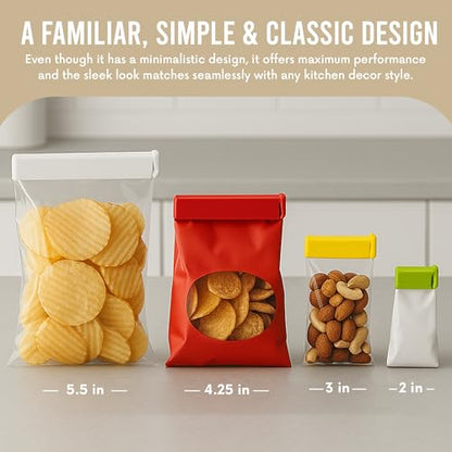 LINDEN SWEDEN Twixit! Bag Clips - Set of 15 - Keep Food Fresh, Prevent Spillage - Great for Storage and Organization - Microwave, Freezer and Dishwasher-Safe - BPA-Free - size: 5 Large 10 Small