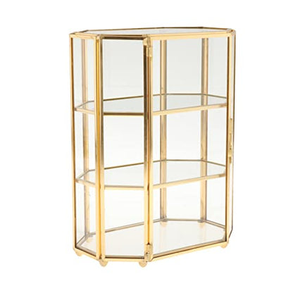 Three polygonal glass tiers keep rings, earrings, and necklaces separated without tangling. Holds 15–20 daily-wear pieces and shows everything at a glance