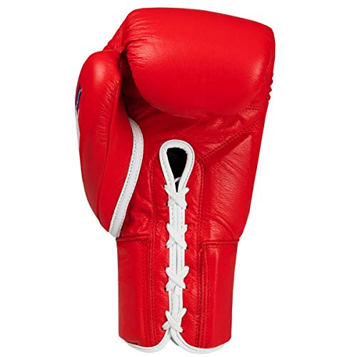 Fury Professional Lace Training Gloves - Lace Up Sparring Gloves for Boxing, Bag, and General Training - color: Red, size: 14 oz