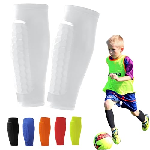 Soccer Shin Guards Pads for Youth Adult - color: White, size: X-Small