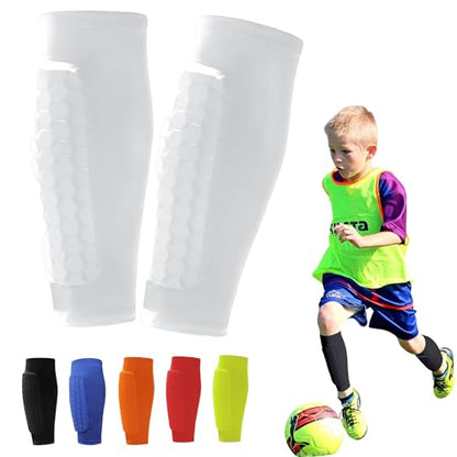 Soccer Shin Guards Pads for Youth Adult - color: White, size: X-Small