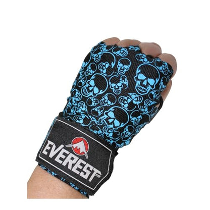 Mexican Style Hand Wraps 180" Semi-Elastic Boxing Wraps with Thumb Loop, Inner Gloves Bandages for Muay Thai, Kickboxing, Grappling - color: Midnight Skull