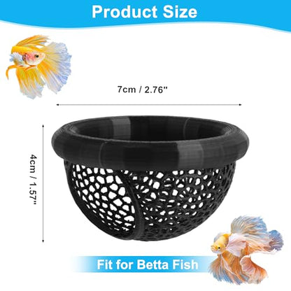 Betta Hideout Cave, Aquarium Floating Betta Hideout, Multi-Functional Betta Fish Hammock, Black - color: Black