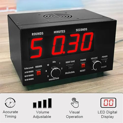 Classic Boxing Interval Timer Professional Gym Timer with Led Display, Selectable Training Time and Cycle Repetitions, Adjustable Sound, Scoreboard Timer for Muay Thai/MMA/Kickboxing,Green