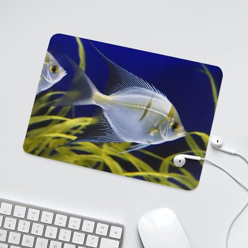 Mousepad Leather Mousemat with Rubber Base Desk Protector Pad for Laptop Aquarium Angelfish Mousemats Computer Desk Mat Non-Slip Desk Pad for Work Office Home 10 X 8 Inches