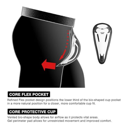 EALER Men’s Cut‑Resistant Compression Hockey Pants with Bio‑Flex Protective Cup – Jock Briefs for Men & Boys - color: Hcp200-men, size: Small