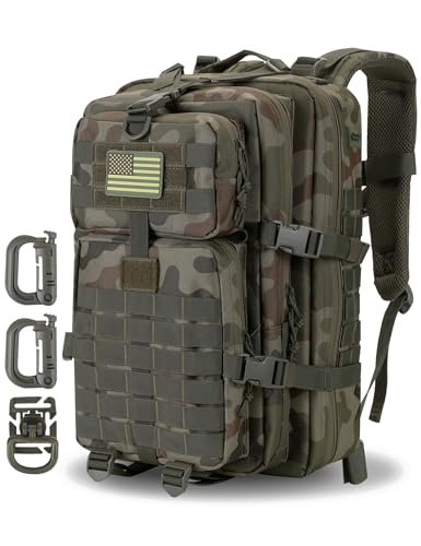 Hannibal Tactical MOLLE Assault Backpack, Tactical Backpack Military Army Camping Rucksack - color: Polish Camo